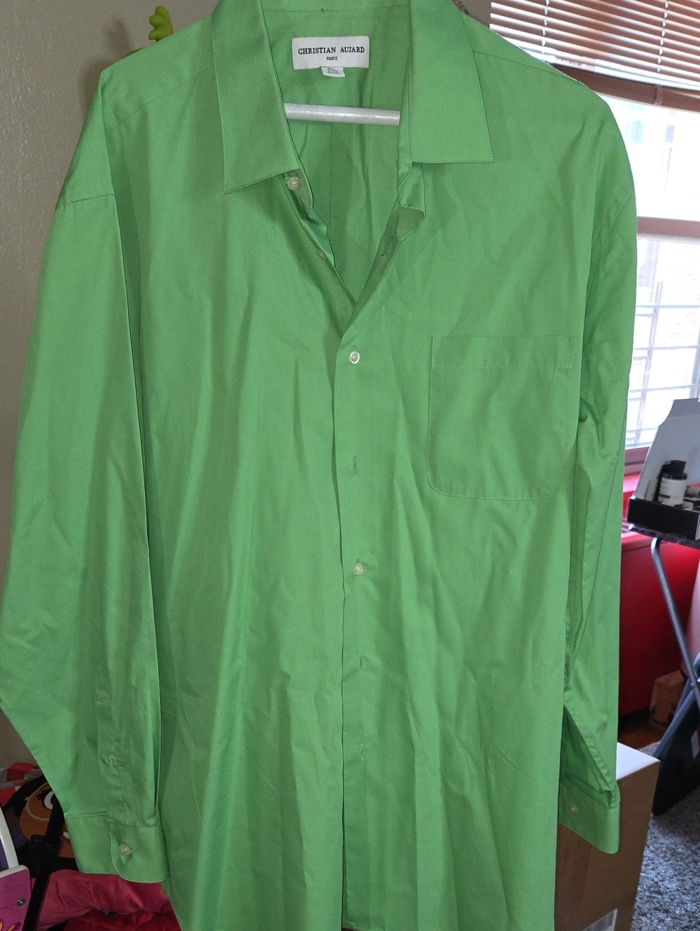 Christian Audigier Men's Bright Green Dress Shirt